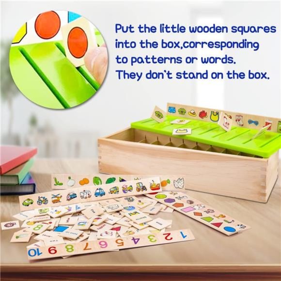 Wooden Montessori Toys for Toddlers 1+ 2 3 4 Year Old Color Shape Sorting Baby - Picture 6 of 6